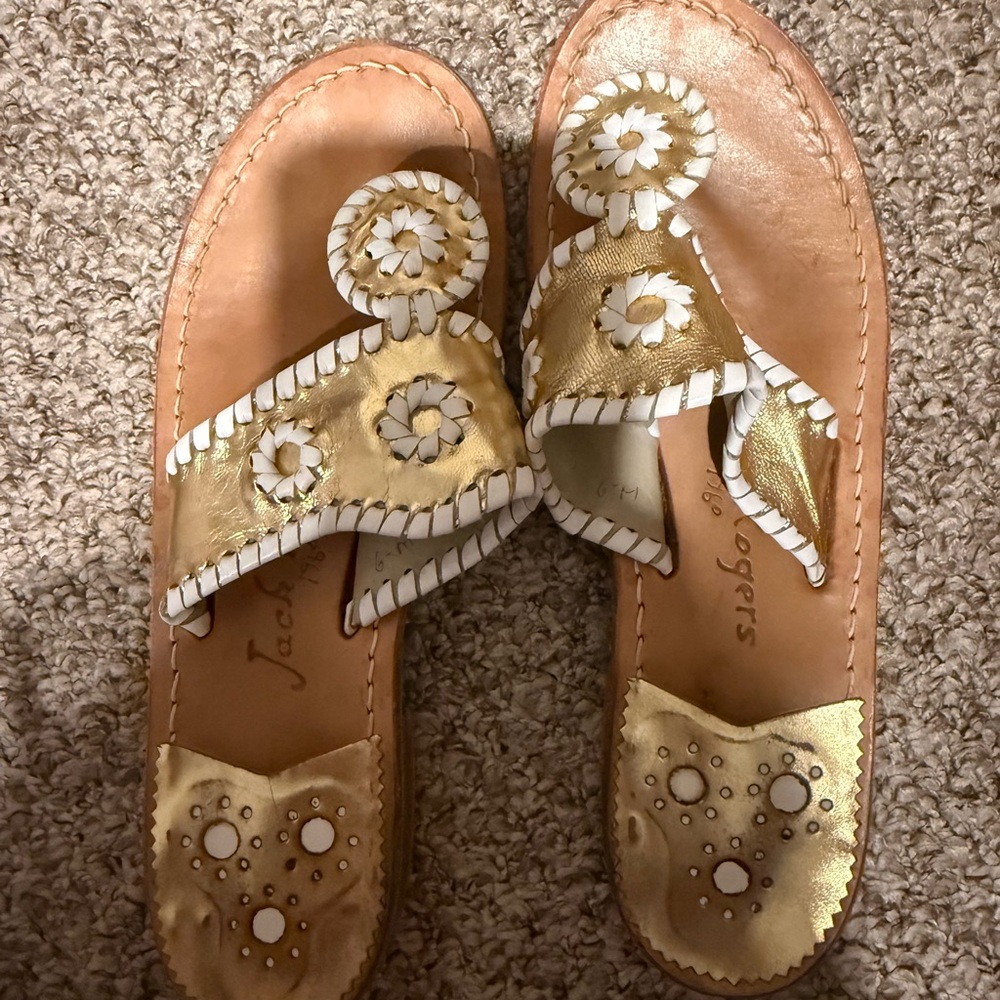 Jack Rogers Women's Gold and White Sandals